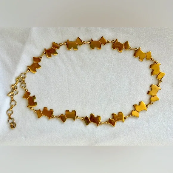 πΆGoldtone Scotty/Westie Dog Metal Link Chain Belt, adjustable, 38β, EUC - Picture 5 of 10